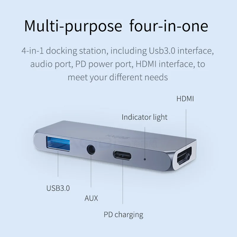 Hagibis USB C HUB TYPE-C to HDMI-compatible Adapter 3.5mm Audio PD Charging USB 3.0 Port Converter for iPad Pro Macbook Laptop 2