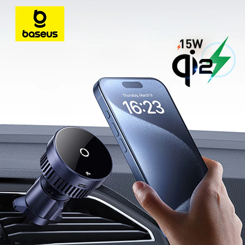 Baseus 15W Car Wireless Charger Qi2 for MagSafe Car Mount Charger Magnetic Car Vent Phone Holder for iPhone 15/14/13/12 Pro Max