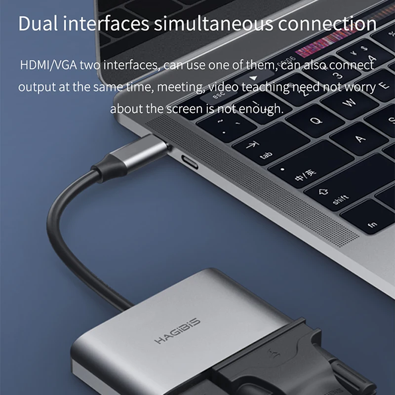 Hagibis USB C Hub VGA Adapter Type C to HDMI-compatible 4K Thunderbolt 3 for Samsung Galaxy S10/S9/S8 Huawei Mate 20/P30 Pro 3