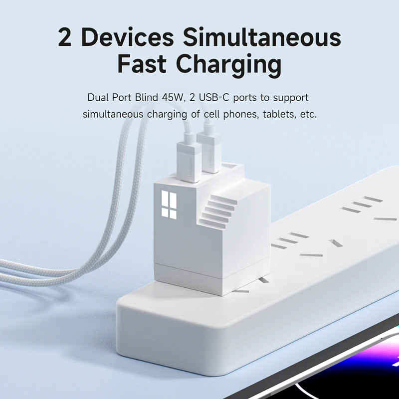 Hagibis 45W GaN USB C Charger PD PPS Fast Charger Mini House Travel Dual Ports Charger for iPhone 15 Pro Max/14/13 iPad MacBook 2