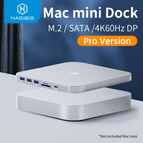 Hagibis USB C Hub for Mac mini M1/M2 with HDD Enclosure 2.5 SATA NVME M.2 SSD HDD Case to USB C Gen 2 DP SD/TF docking station