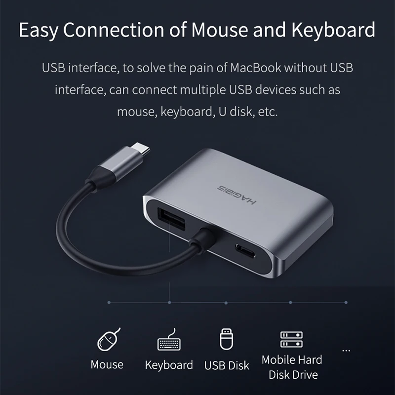Hagibis USB C Hub VGA Adapter Type C to HDMI-compatible 4K Thunderbolt 3 for Samsung Galaxy S10/S9/S8 Huawei Mate 20/P30 Pro 2