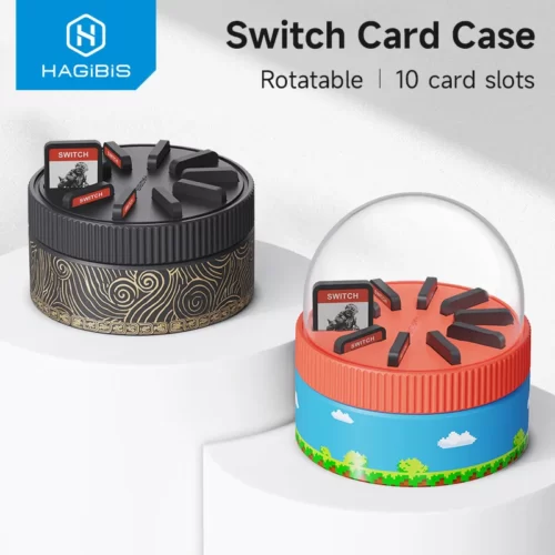 Hagibis Switch Rotating Game Card Case with 10 Game Card Slots Creative NS Card Storage Box Holder for Nintendo Switch/Lite/OLED