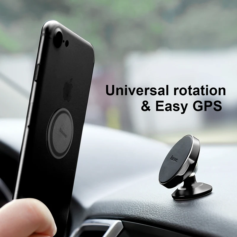 Baseus Magnetic Car Phone Holder for iPhone Xiaomi Huawei Full Rotation Metal Phone Holder Stand Sticker Universal Car Holder 3