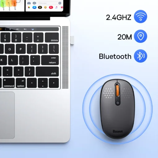 Baseus Mouse Bluetooth Wireless Computer Keyboard and Mouse Combo with 2.4GHz USB Nano Receiver  for PC MacBook Tablet Laptop 4