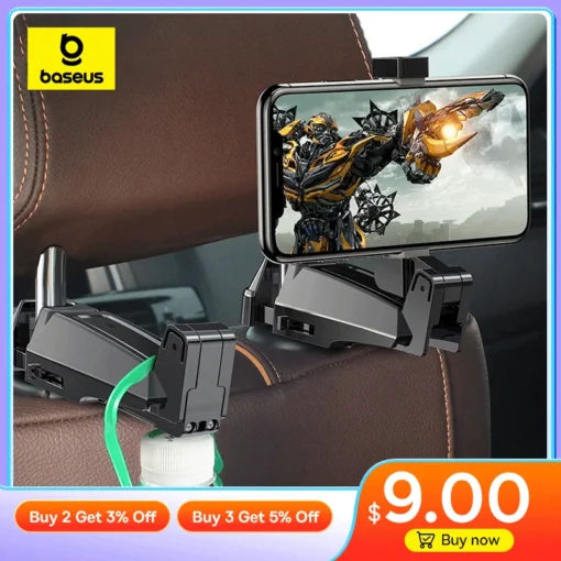 Baseus Car Phone Holder Headrest Hooks for iPhone Huawei Back Seat Hook Car Mount Holder Fastener Seat Back Organizer Bag Hanger 1