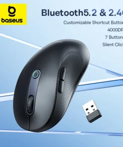 Baseus F02 Wireless Mouse Bluetooth 5.2 2.4G 4000DPI Ergonomic 6 Mute Buttons Mice for iPad MacBook Tablet Laptop Computer Mouse 1