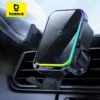 Baseus Car Phone Holder Infrared RGB15W QI Wireless Phone Charger for iPhone Xiaomi Samsung Car Mount Fast Charging Easy Control 1