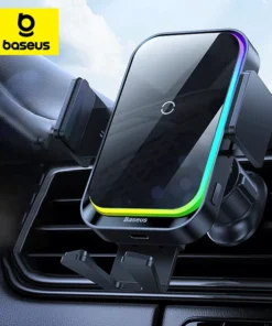 Baseus Car Phone Holder Infrared RGB15W QI Wireless Phone Charger for iPhone Xiaomi Samsung Car Mount Fast Charging Easy Control 1