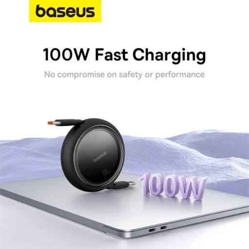 Baseus Retractable 100W USB C Cable For MacBook iPad Fast Charger Cable For iPhone 15  Plus Pro Max Type C For Xiaomi Samsung 4