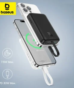 Baseus 30W Magnetic Power Bank 10000mah with Built-in Type-C Cable Fast Charging Battery External For iPhone 15 Pro Max Samsung 1