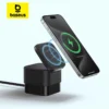 Baseus 2 in 1 25W Magnetic Wireless Charger Stand 15W Fast Charging Dock Station With Retractable Cable For iPhone15 14  Airpod 1