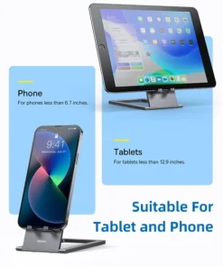 Baseus Foldable Metal Desktop Holder for iPhone 15 14 13 Pro Max iPad Pro 12.9 11 Samsung Tablet Desktop Stand Laptop Support 6