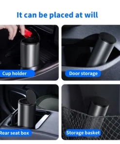 Baseus Alloy Car Trash Can Auto Organizer Storage Bag Car Garbage Bin Ashtray Dust Case Holder Auto Accessories 5