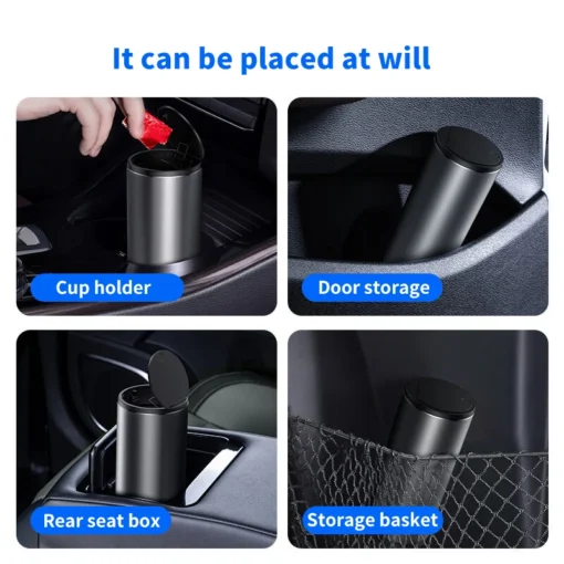 Baseus Alloy Car Trash Can Auto Organizer Storage Bag Car Garbage Bin Ashtray Dust Case Holder Auto Accessories 5