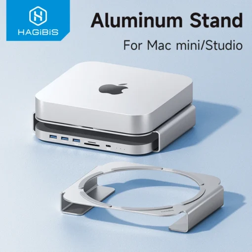 Hagibis Desktop Stand for Mac Mini and Mac Studio M1 M2 Pro Max Heat Dissipation Aluminum Mount Dock Cooling Holder Accessories 1