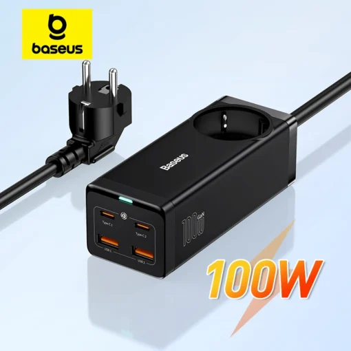 Baseus 100W GaN3 Pro Desktop Charger Power Strip Charging Station Fast Charger For iPhone 15 14 13 Pro Max Xiaomi Samsung Laptop 1