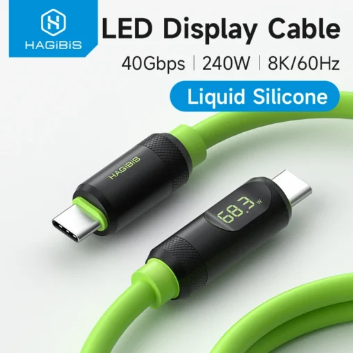 Hagibis USB C Fast Charger Cable With LED Display PD 240W 40Gbps Video Cord Compatible with Thunderbolt 4/3 For iPhone 15 Laptop 1