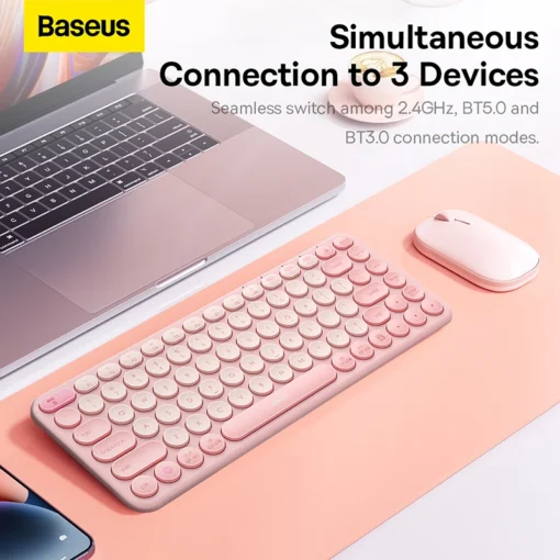 Baseus Wireless Keyboard Bluetooth 5.0 3.0 Wireless 2.4G USB Silent EN 84 Keycaps for iPad Tablet Laptop Computer Women Keyboard 2