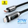 Baseus Digital Display 20W PD USB C Cable for iPhone 14 13 12 Pro Max XR Fast Charging Cable Mobile Phone Data Cord 1