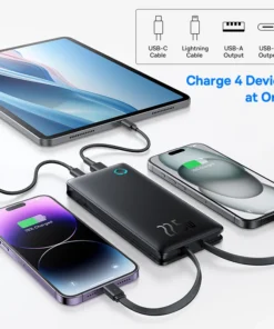 Baseus Portable Power Bank with Two Built-in Cables  22.5W 10000mAh PD Fast Charging For iPhone 15 Pro Max 4