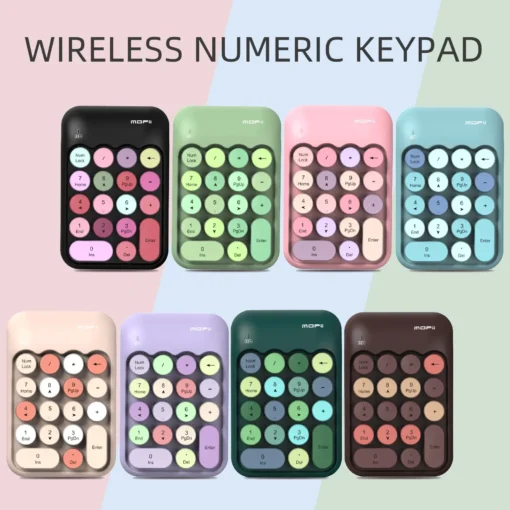 MOFII Wireless Numeric Keypad,Colorful Retro Mini Portable Numeric Keypad,2.4G Wireless External Keyboard for Computer,Laptop 1