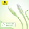 Baseus Eco-friendly USB Cable For iPhone 14 13 12 11 Pro Max X Xr 8 7 Fast Charger Cable For iPad 2.4A Wire Cord 1