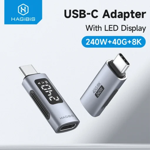 Hagibis LED Display 240W USB C Adapter Type C to USB C USB4 Connector 40Gbps 8K@60Hz for Thunderbolt 4/3 iPhone 15 Macbook Pro 1