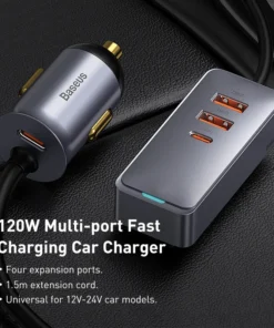 Baseus 120W PD Car Charger Quick Charger QC 3.0 PD 3.0 For iPhone 15 14 13 Samsung Type-C USB Charger Portable USB Phone Charger 6