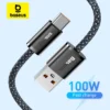 Baseus USB Type C Cable For Huawei Honor Xiaomi Samsung Super Charge 66W/100W Fast Charging USB C Charger Data Cable Wire Cord 1