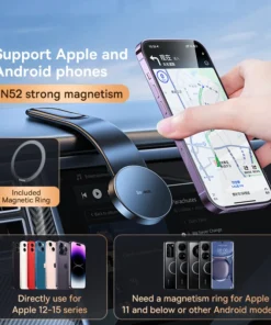 Baseus Magnetic Bendable 15W Car Mobile Phone Holder Wireless Charger Phone Holder for iPhone 12-15 Dashborad Center Console 5