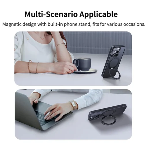 Baseus Magnetic Ring Stand Case for iPhone 15 Pro Max Case 360° Rotation Cover for iPhone 15 Pro 15 Plus Magnet Kickstand Case 4