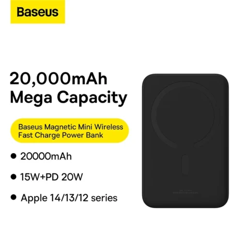 Baseus Power Bank 20000mAh 20W Wireless Magnetic Phone Charger Powerbank Fast Charging For iPhone 15 14 13 12 Series 6