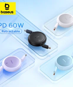 Baesus Retractable 60W USB C Cable For iPhone 15 Plus Pro Max Fast Charging Cable For MacBook iPad Type C Cable For Xiaomi 1