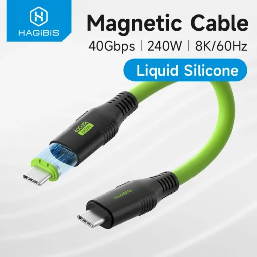 Hagibis Short USB C Cable Magnetic Mini Fast Charging Cord PD 240W 40Gbps Compatible with Thunderbolt 4/3 iPhone 15 SSD Tablet 1