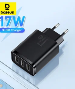 Baseus 17W USB Charger Universal Portable 3 Ports Travel Wall Adapter Portable Charger Safe Charging For iPhone Xiaomi Samsung 1