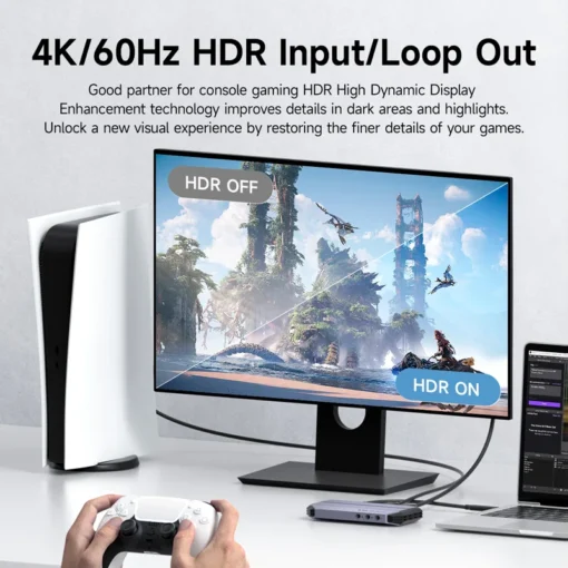 Hagibis 4K@60Hz Video Capture Card Streaming and Gaming 4K 60FPS HDR VRR RGB Passthrough PD 100W for PS5/4 Xbox Switch Camera PC 3