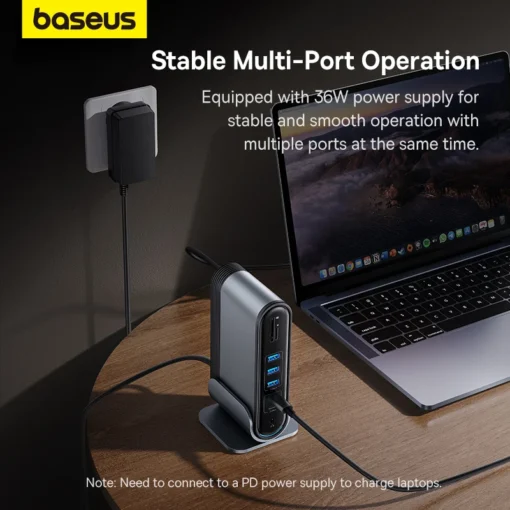 Baseus 17 in 1 Gen2 USB C HUB Dual 4K@60Hz HDMI-compatible DP USB 3.0 with Power Adapter Docking Station for MacBook Pro M1 M2 5