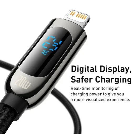 Baseus Digital Display 20W PD USB C Cable for iPhone 14 13 12 Pro Max XR Fast Charging Cable Mobile Phone Data Cord 2