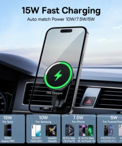 Baseus Magnetic Car Phone Holder Wireless Charger for Apple iPhone 15 14 13 12 11 Pro Max Wireless Charging Phone Holder Charger 6