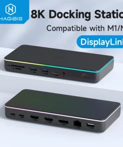 Hagibis DisplayLink USB C Docking Station Triple Display 3 Monitors with DP MST Hub 100W PD RJ45 LED for MacBook M1 M2 Windows 6