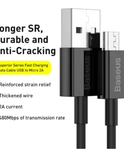 Baseus Micro USB Cable 2A Fast Charging Data Cable USB to Micro 2A for Xiaomi Note 10 Samsung USB Charger Mobile Phone Cable 5