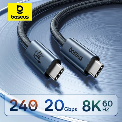 Baseus 240W  USB 3.1 20Gbps USB C Cable For iPhone 15 Promax  8K/60HZ Type C to Type C Data Cable USB C Cable For MacBook 1