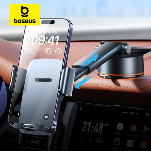 Baseus Car Phone Holder Stand Gravity Dashboard ​900° Adjustable Support iPhone 15 Pro Xiaomi Samsung Huawei Mobile Phone Holder 1