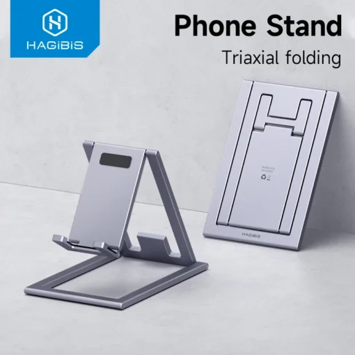 Hagibis Phone Stand Aluminum Cell Phone Adjustable Desk Phone Holder for iPhone 14 13 12 Pro Max SE Tablet Support Mount Stand 1