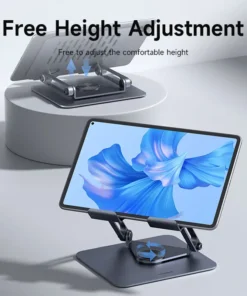 Hagibis 360° Rotating Tablet Stand Adjustable Tablet Holder Dual Rod Support Aluminum Foldable Cradle for iPad Pro Switch ROG 2