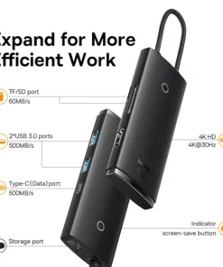 Baseus Type C HUB USB HUB 3.0 6-Port Splitter HDMI-Compatible 4K@30Hz Adapter Expansion Dock Station For PC Computer Accessories 2