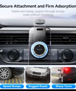 Baseus Magnetic Bendable 15W Car Mobile Phone Holder Wireless Charger Phone Holder for iPhone 12-15 Dashborad Center Console 2