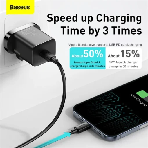 Baseus 20W Fast Charger For iPhone 15 14 13 12 PD Charger Super Si Uk Plug Fast Charging For iPad Quick Charge 4.0 Phone Charger 3