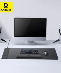 Baseus Desk Mat Support Wireless Charger Wrist Rest for Office and Gaming for Laptop Tablet Phone Stand Holder Mouse and Keyboar 1